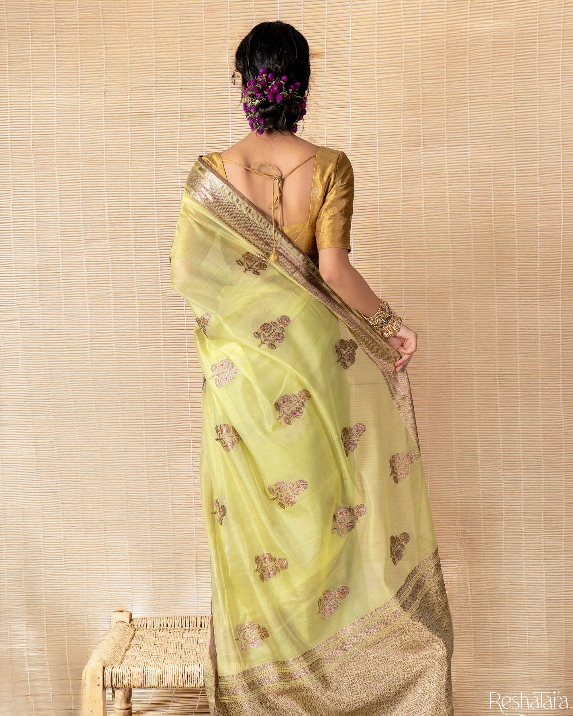 Light Green Pure Katan Silk by Chanderi Banarasi Handloom Saree