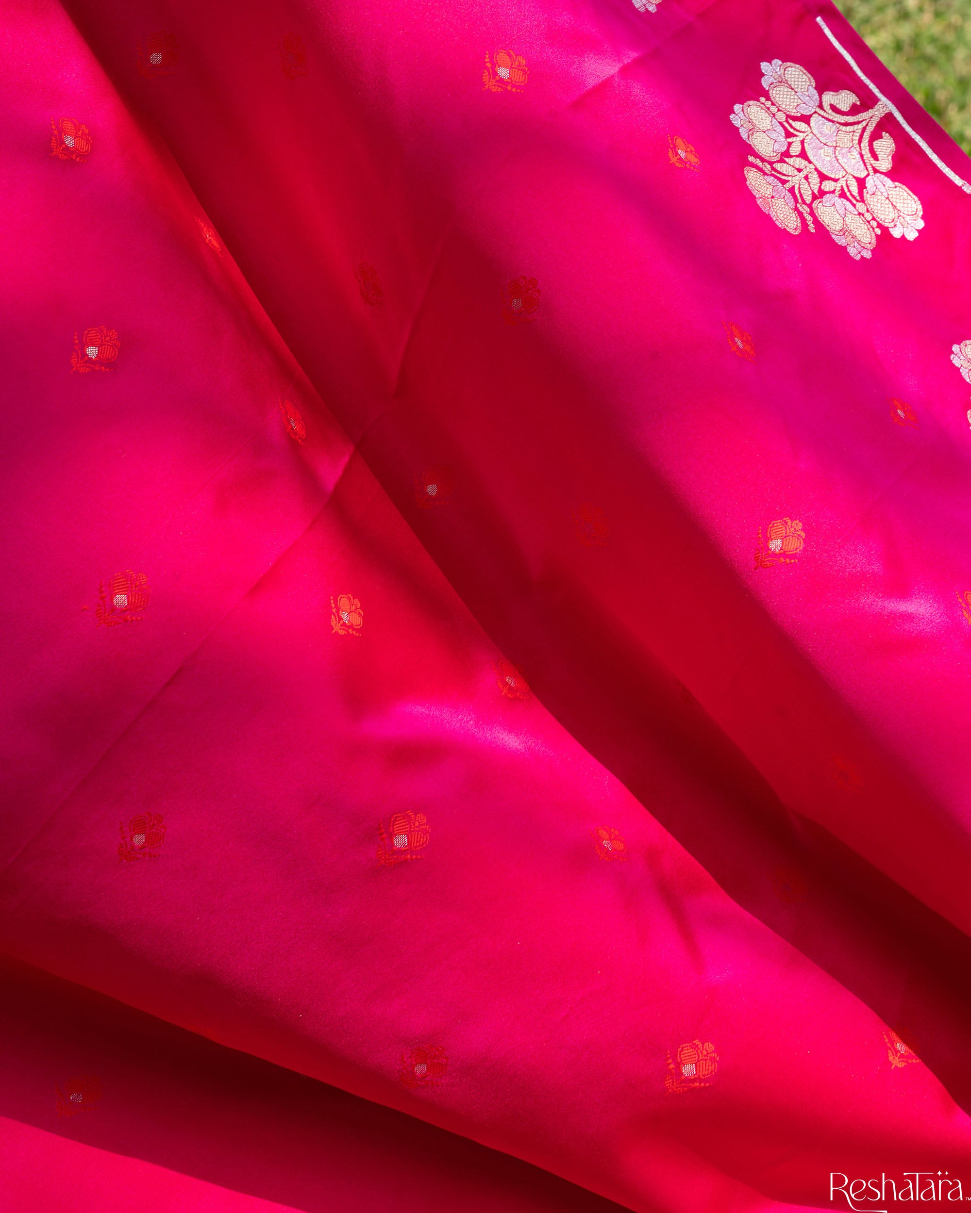 Fuchsia Pink Mashru Silk Banarasi Handloom Dupatta