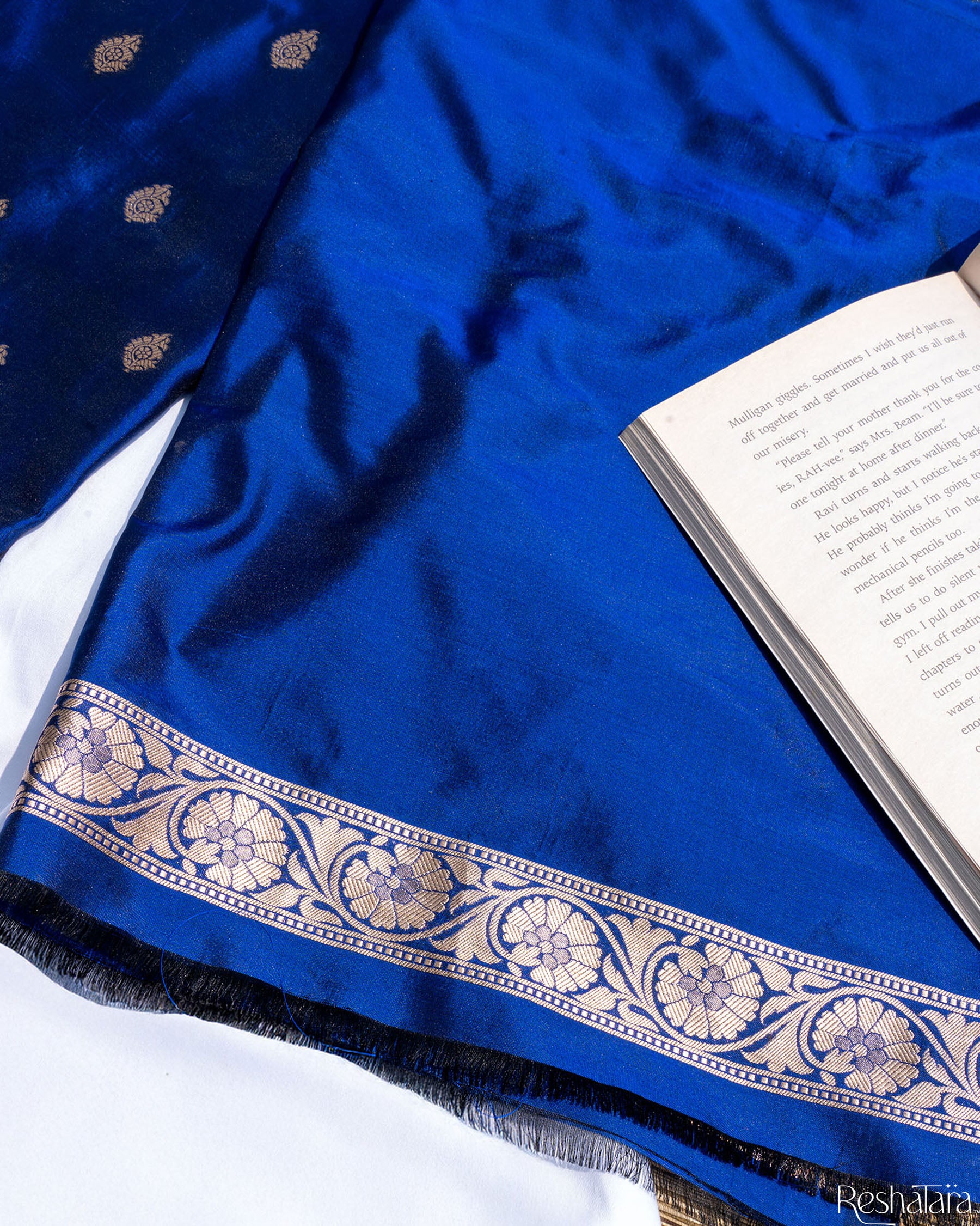 Royal Blue Katan Silk Banarasi Handloom Silk Suit Set