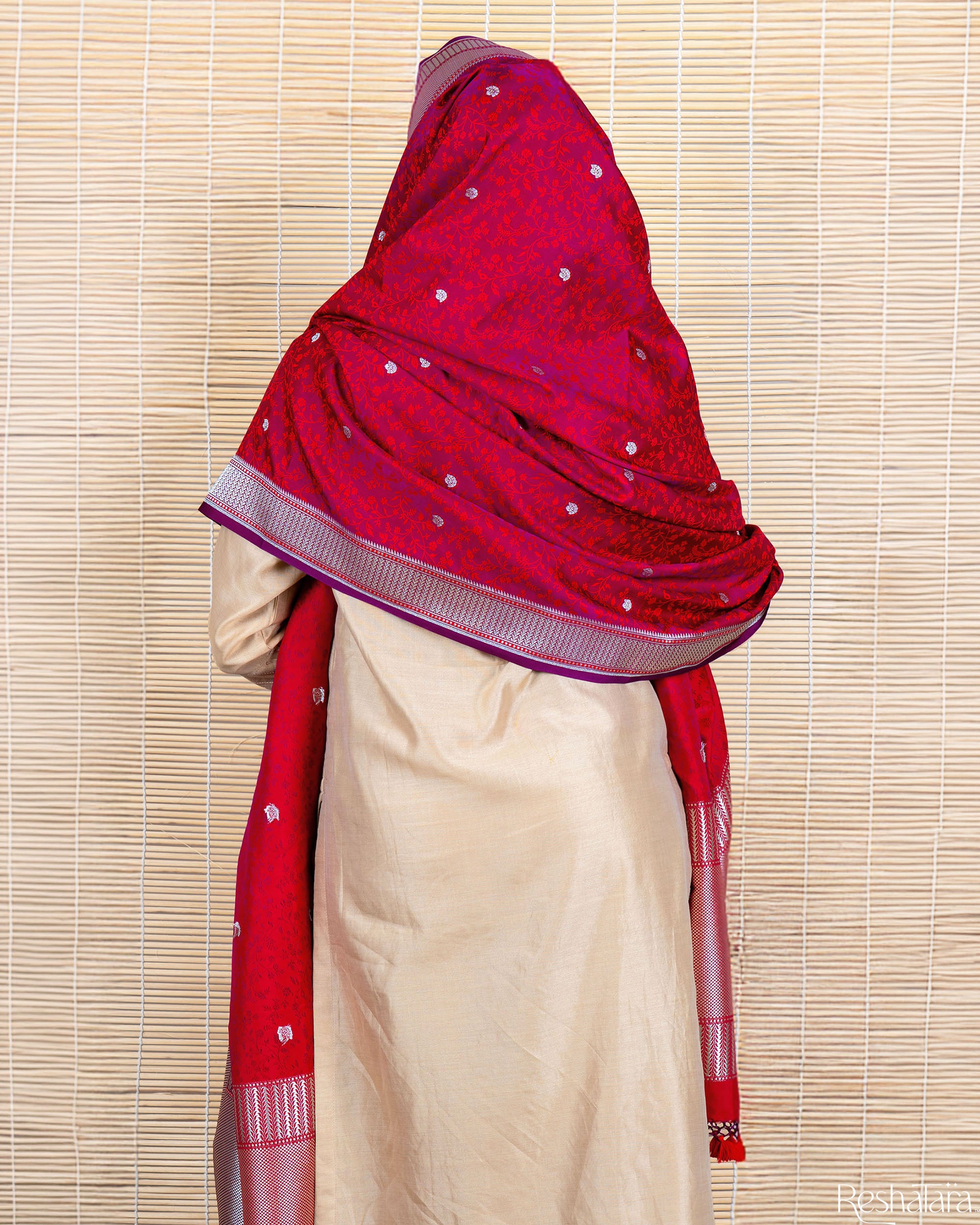 Fuchsia Pink Mashru Silk Tanchoi Banarasi Handloom Dupatta