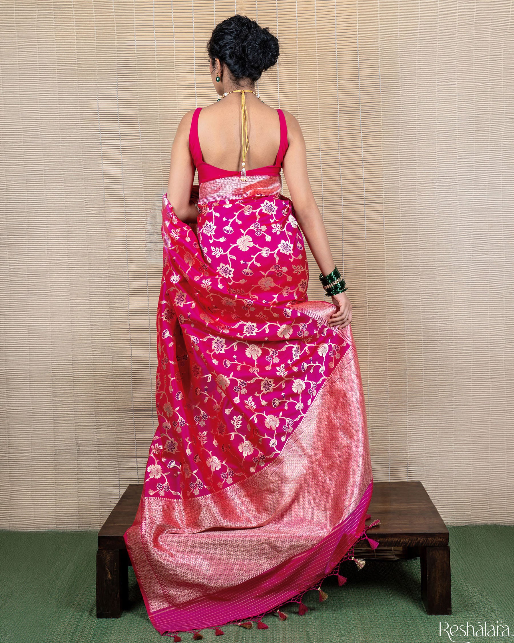 Rani Pink Meenadar Pure Katan Silk Banarasi Handloom Saree