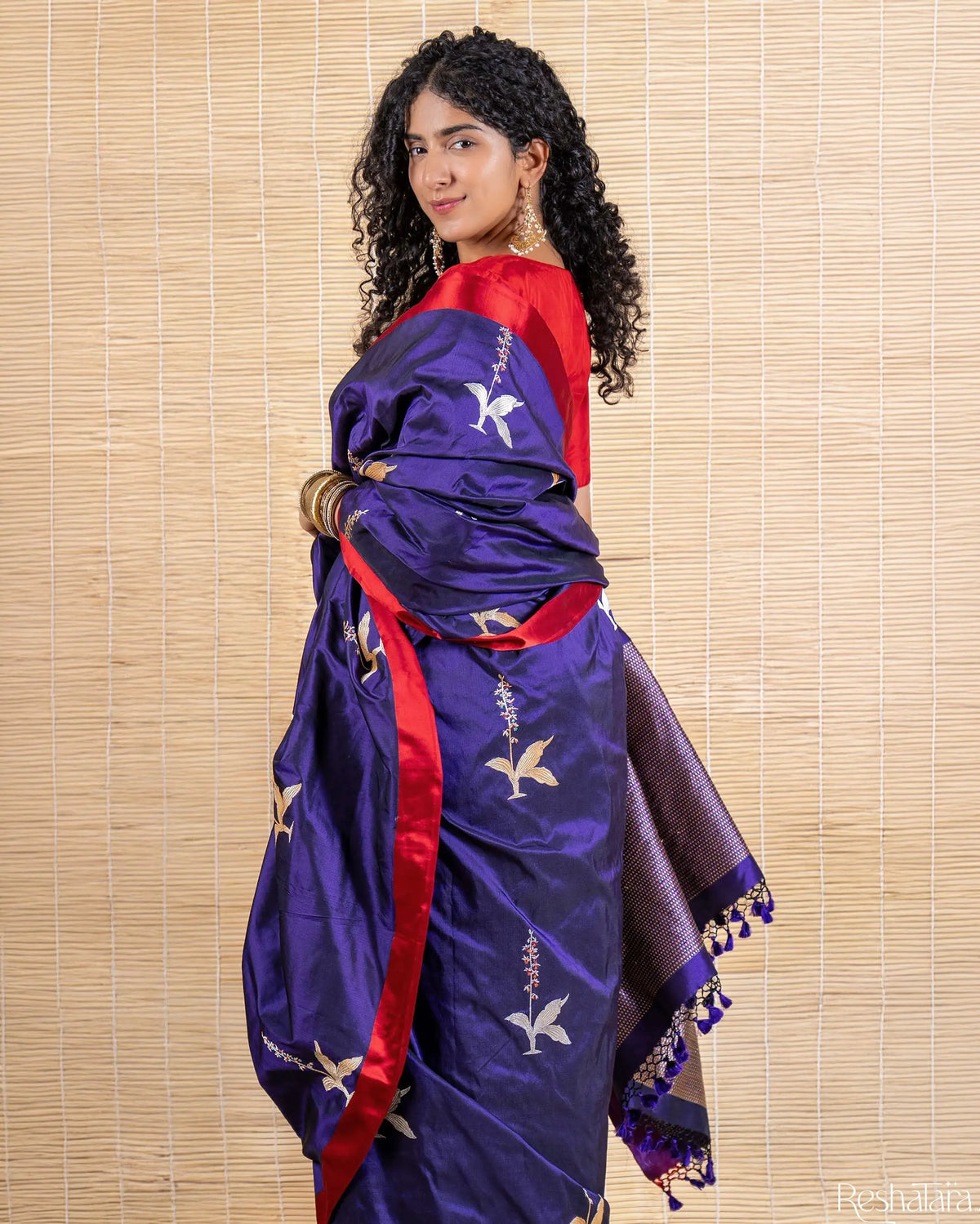 Deep Purple Meenadar Kadhua Pure Katan Silk Banarasi Handloom Saree
