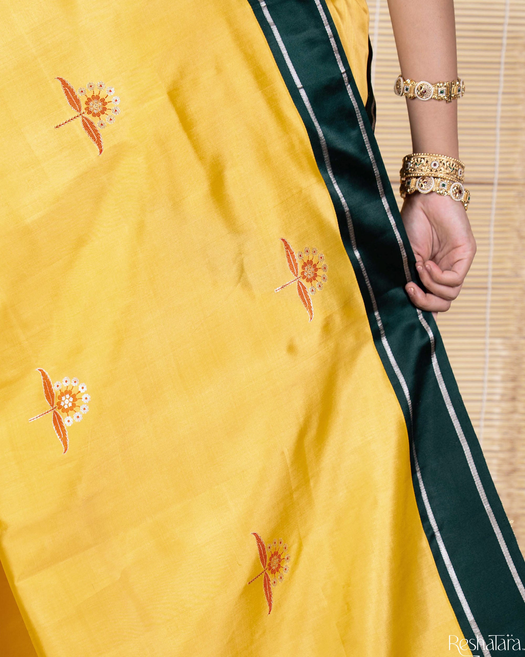 Yellow Meenadar Kadhua Pure Katan silk Banarasi Handloom Saree