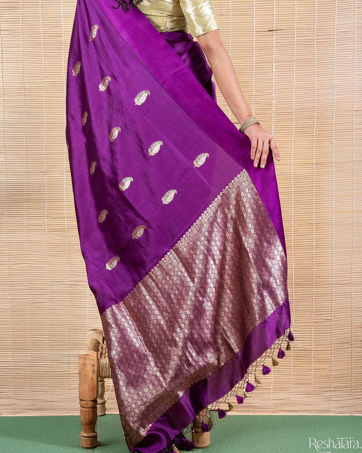 Purple Sona Rupa Kadhua Pure Mulberry Silk Banarasi Handloom Saree