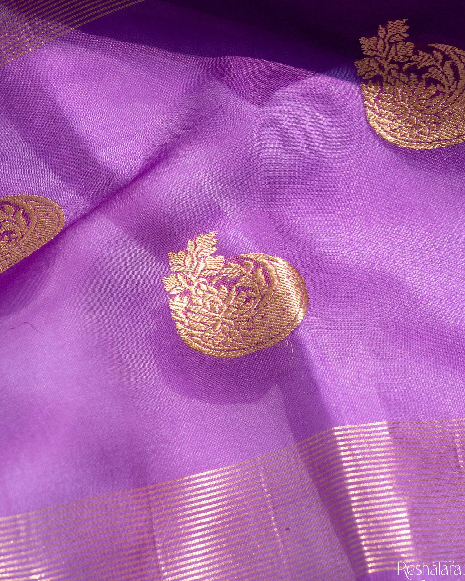 Purple Pure Kora Silk Banarasi Handloom Suit Set