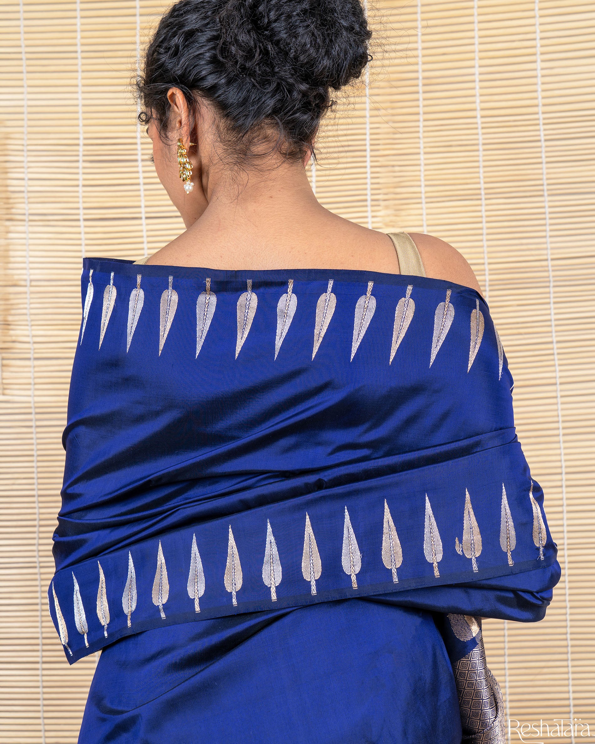 Midnight Blue Sona Rupa Kadhua Pure Katan Silk Banarasi Handloom Saree