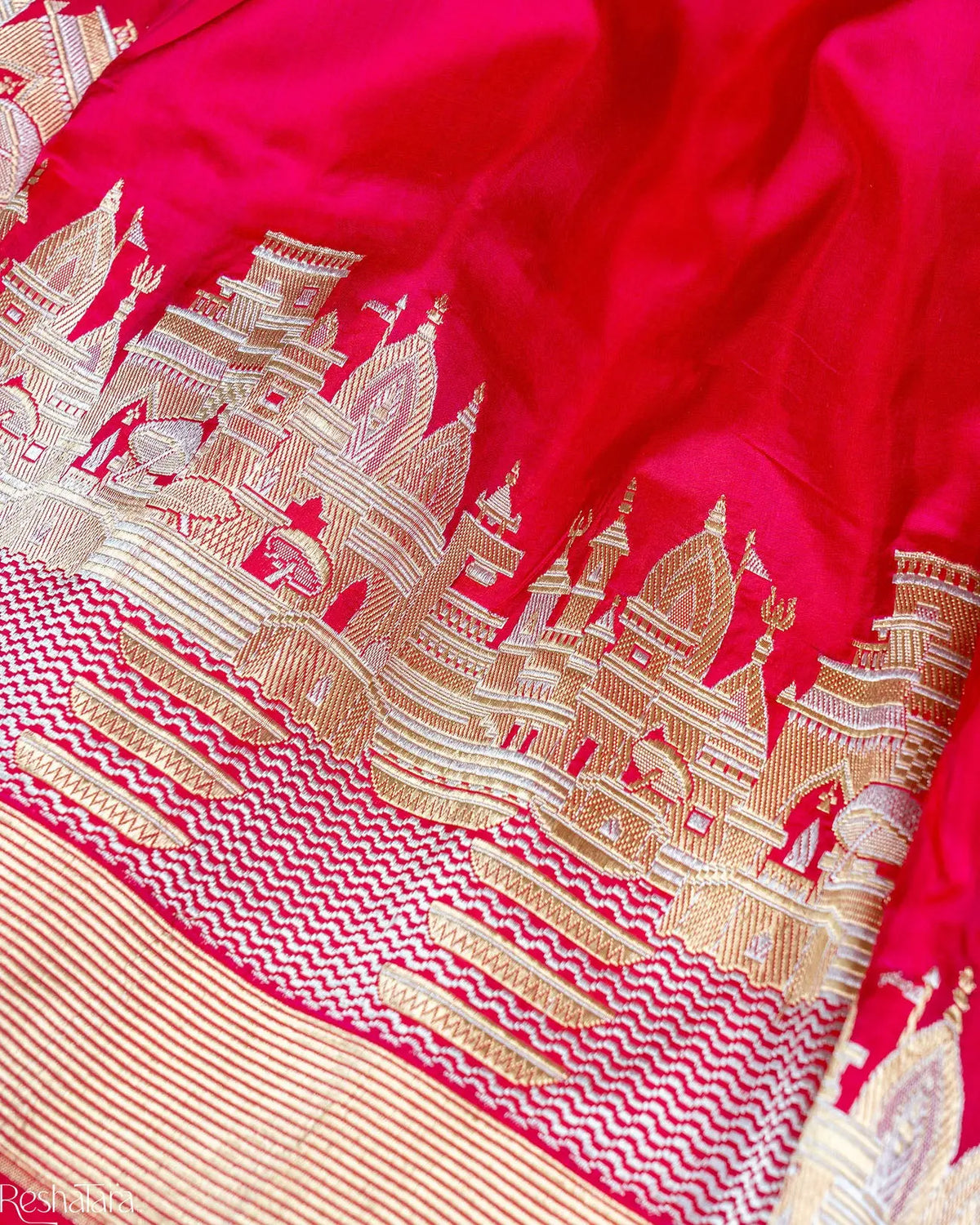 'Kashi' Bright Pink Kadhua Pure Katan Silk Banarasi Handloom Saree
