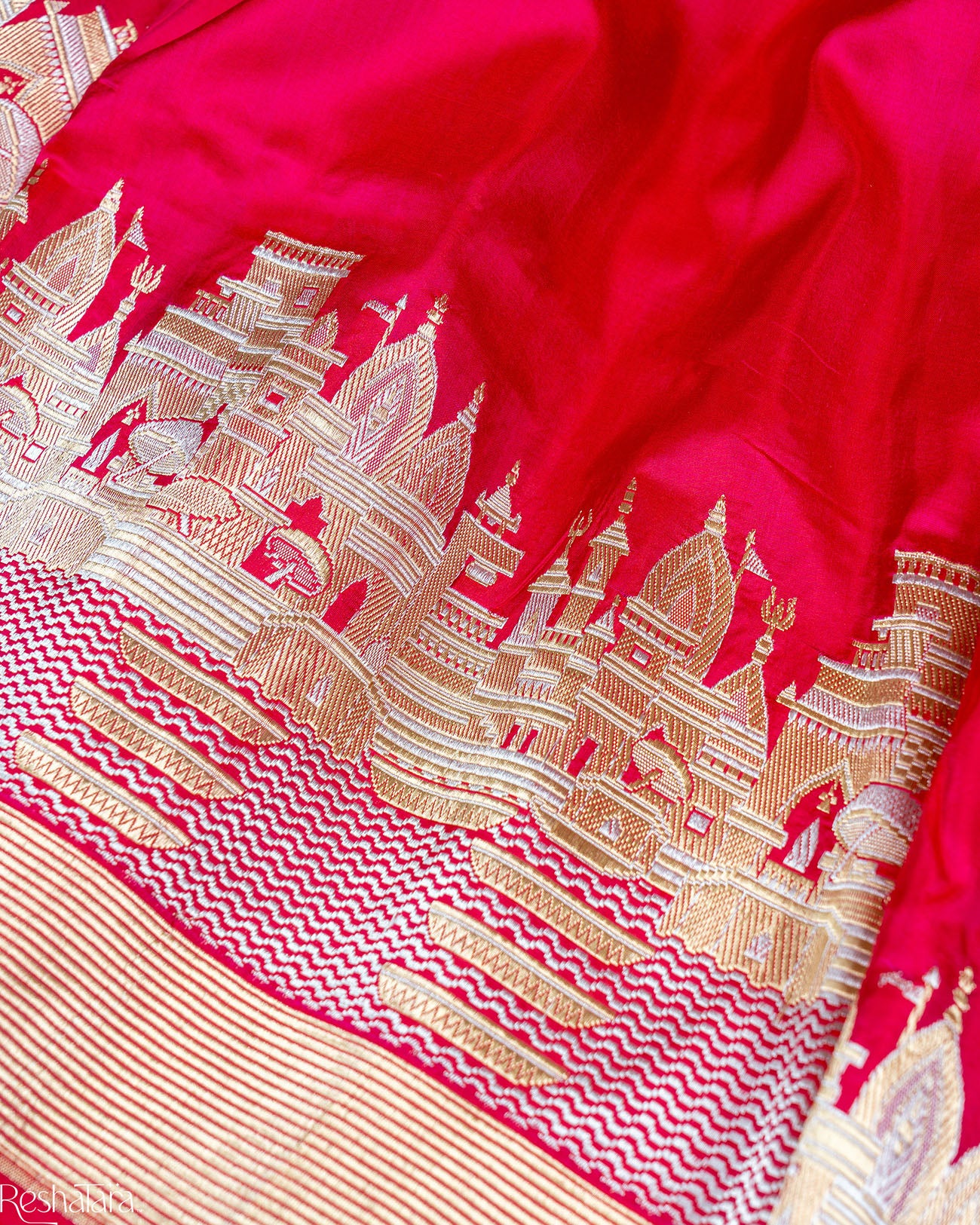 Kashi' Bright Pink Kadhua Pure Katan Silk Banarasi Handloom Saree