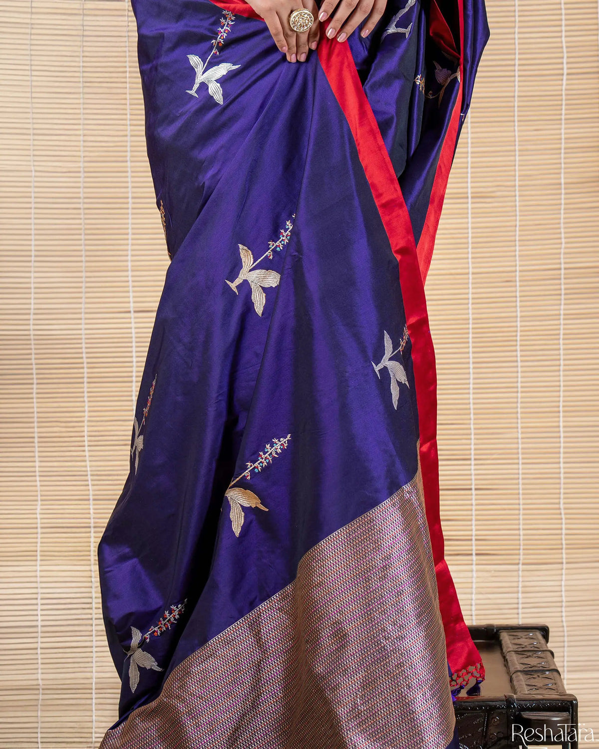 Deep Purple Meenadar Kadhua Pure Katan Silk Banarasi Handloom Saree
