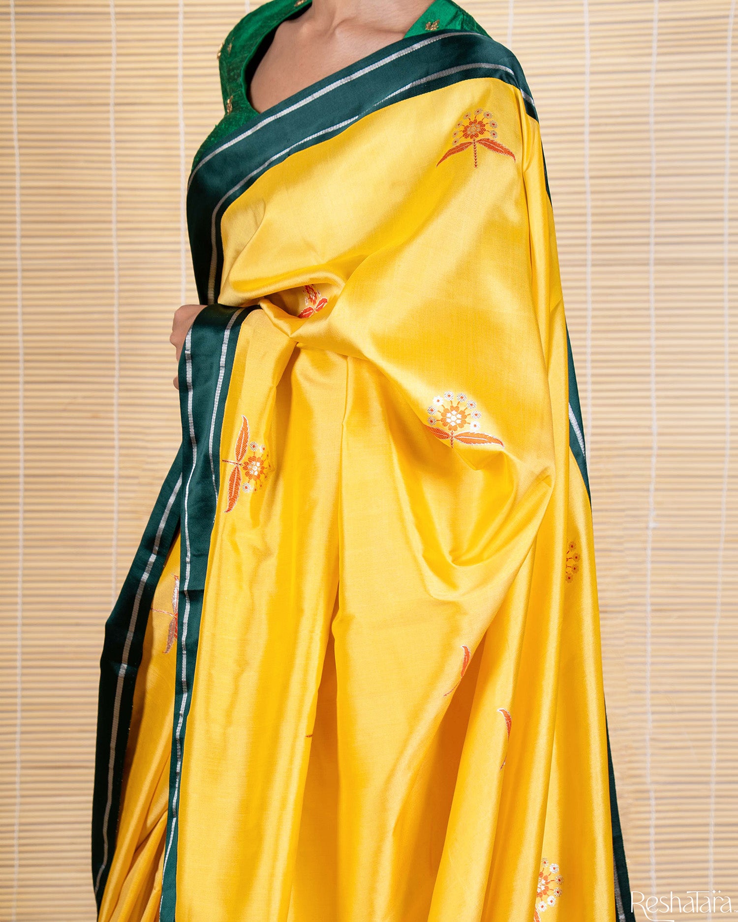 Yellow Meenadar Kadhua Pure Katan silk Banarasi Handloom Saree