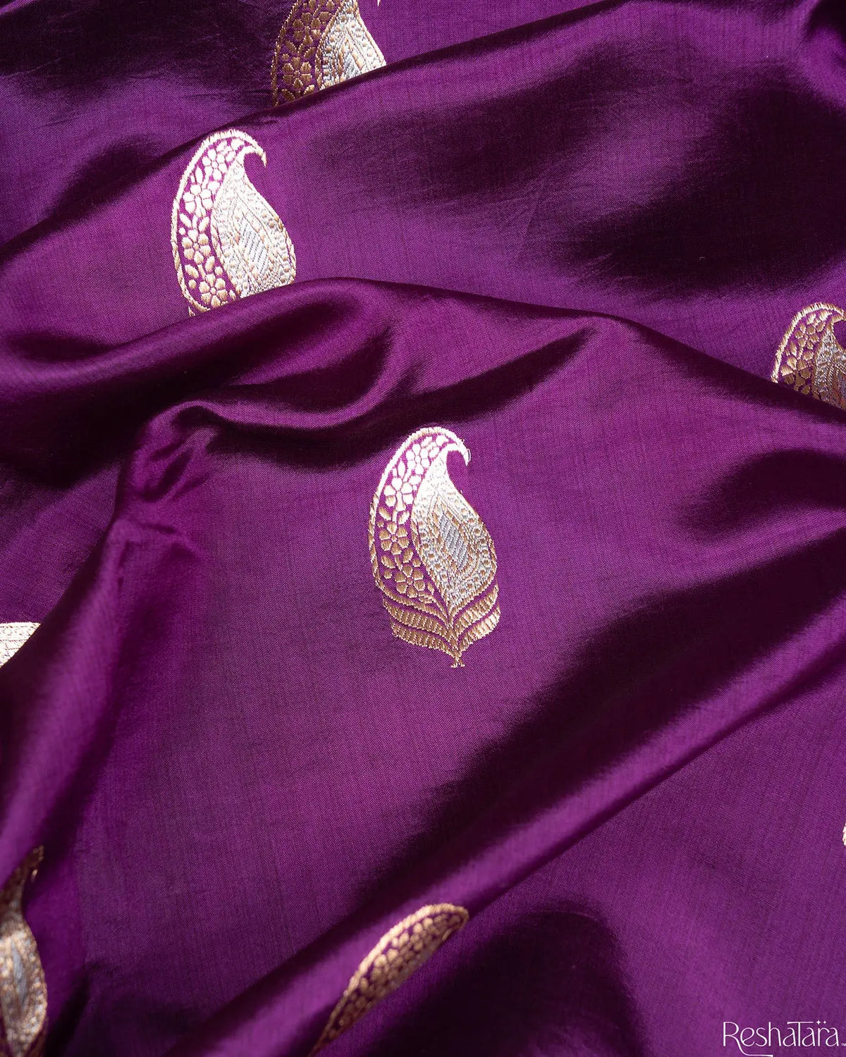 Purple Sona Rupa Kadhua Pure Mulberry Silk Banarasi Handloom Saree