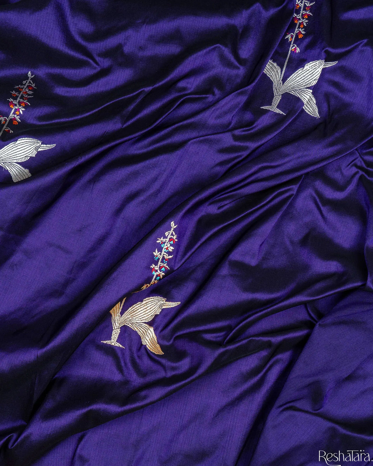 Deep Purple Meenadar Kadhua Pure Katan Silk Banarasi Handloom Saree