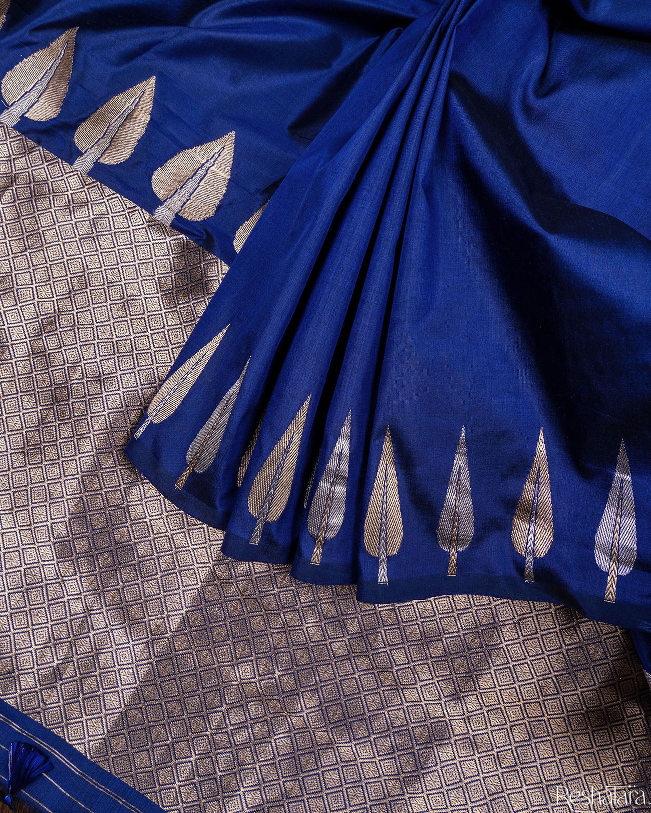 Midnight Blue Sona Rupa Kadhua Pure Katan Silk Banarasi Handloom Saree