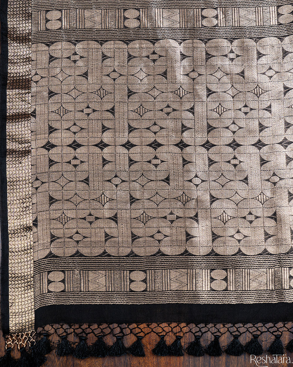 Black Kadhua Pure Kora Silk Banarasi Handloom Saree