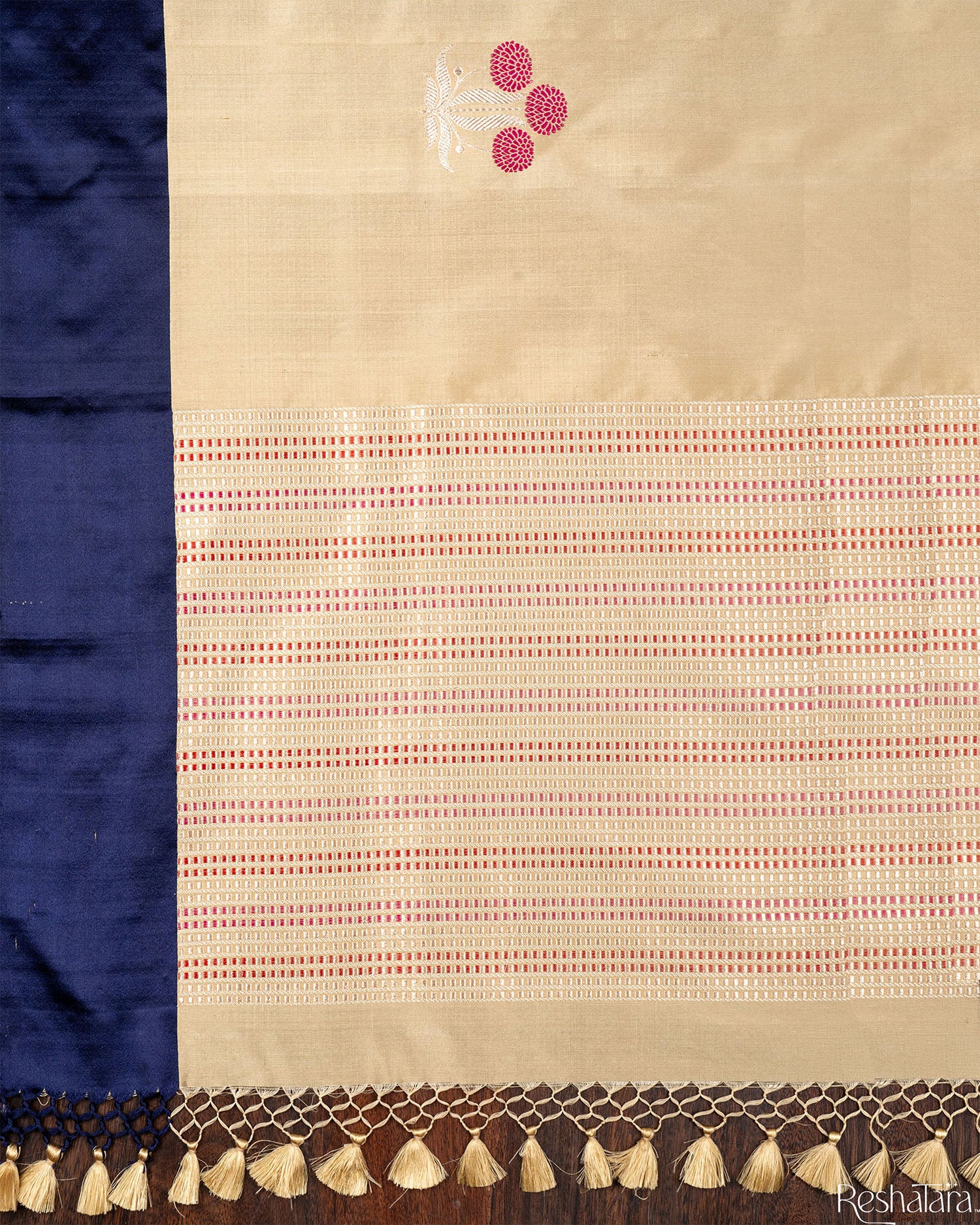 Beige Meenadar Kadhua Pure Katan silk Banarasi Handloom Saree