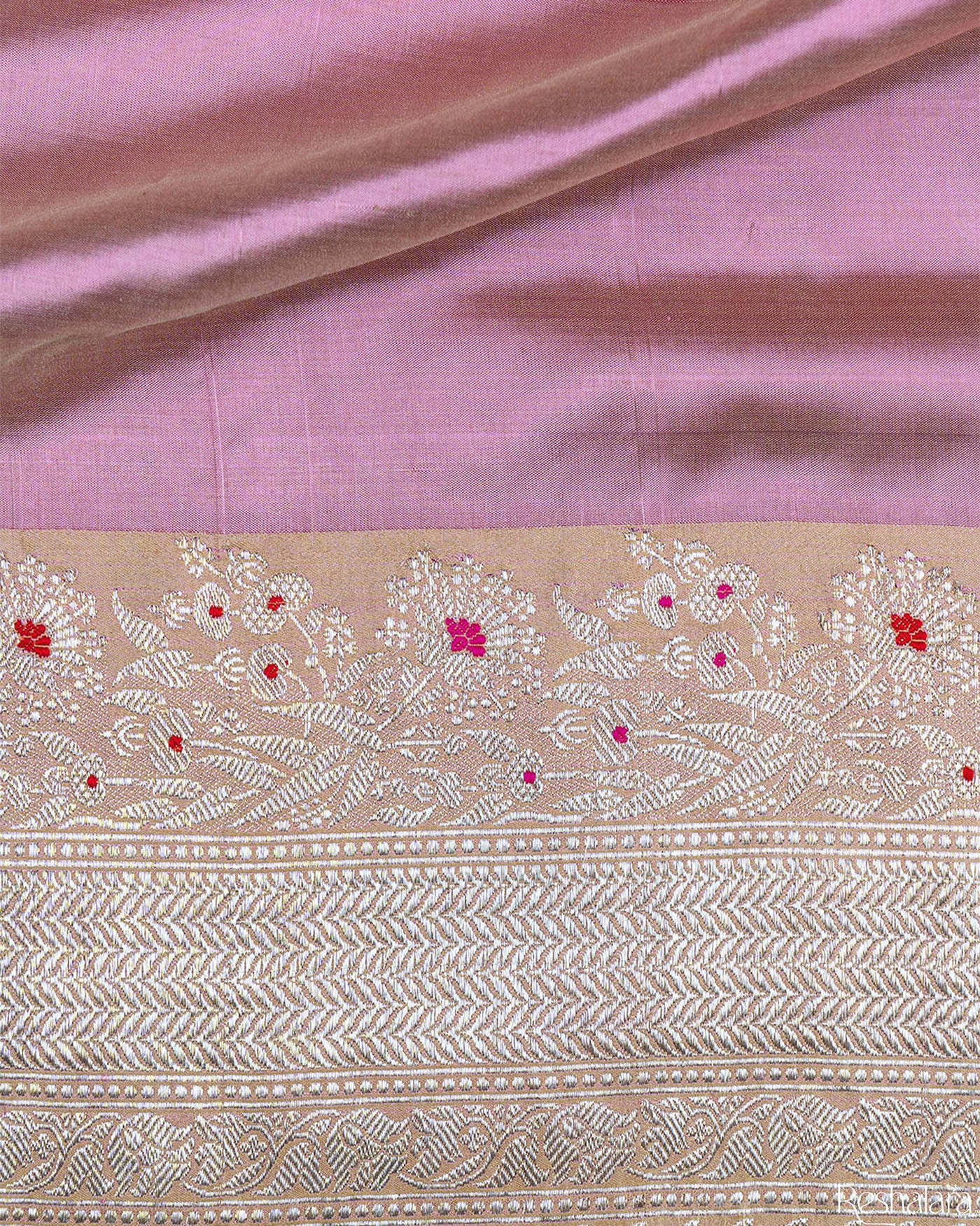 Blush Pink & Copper Meenadar Kadhua Pure Katan Silk Banarasi Handloom Saree