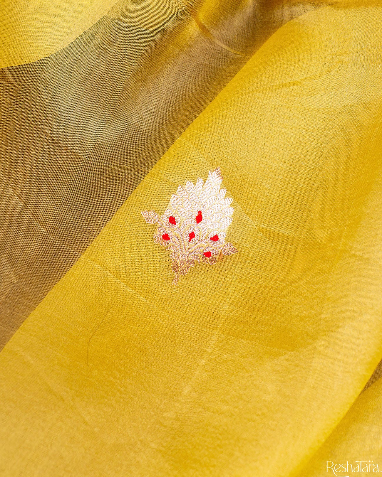 Lemon Yellow Kadhua Pure Kora Silk Banarasi Handloom Saree