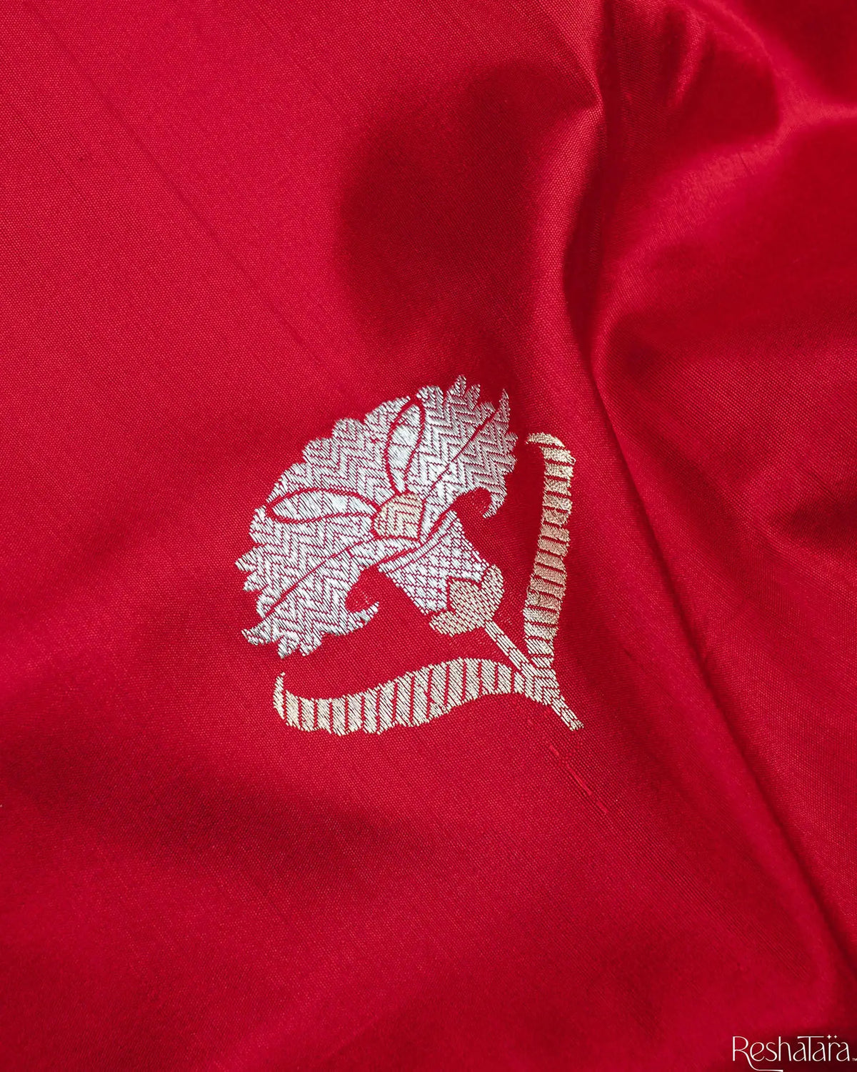 Vibrant Red Sona Rupa Kadhua Pure Katan Silk Banarasi Handloom Saree