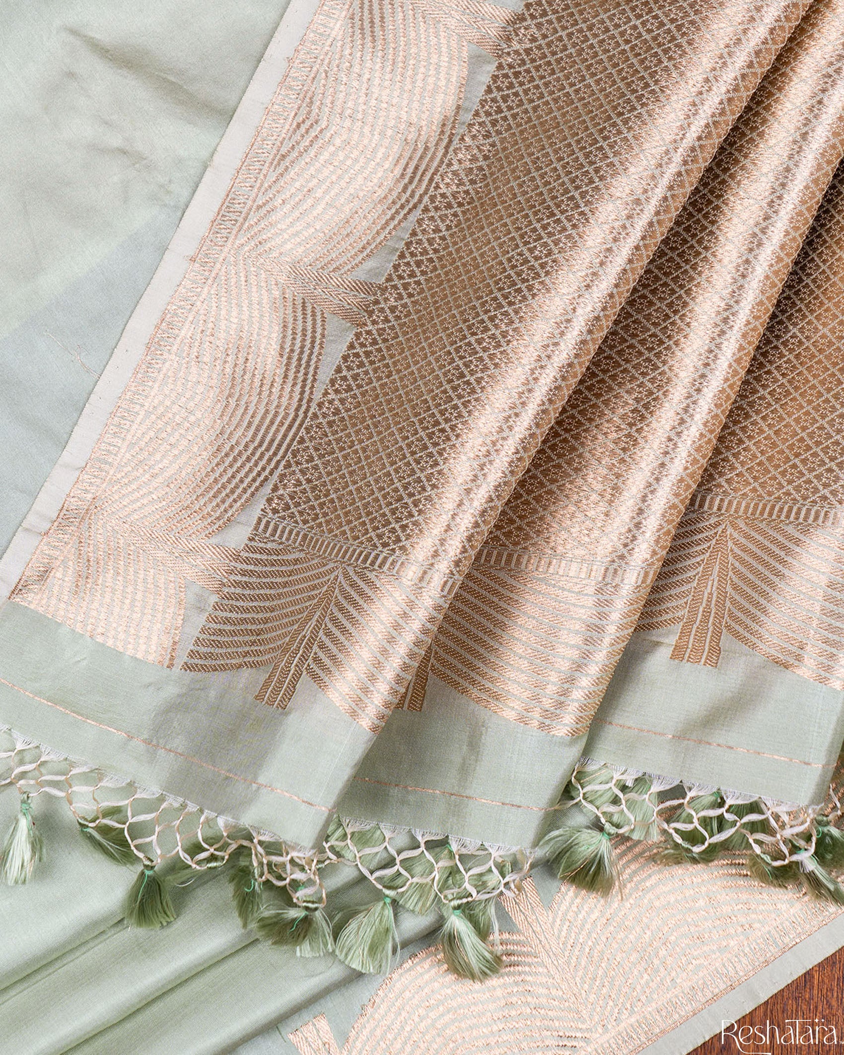 Pista Green Kadhua Pure Katan Silk Banarasi Handloom Saree