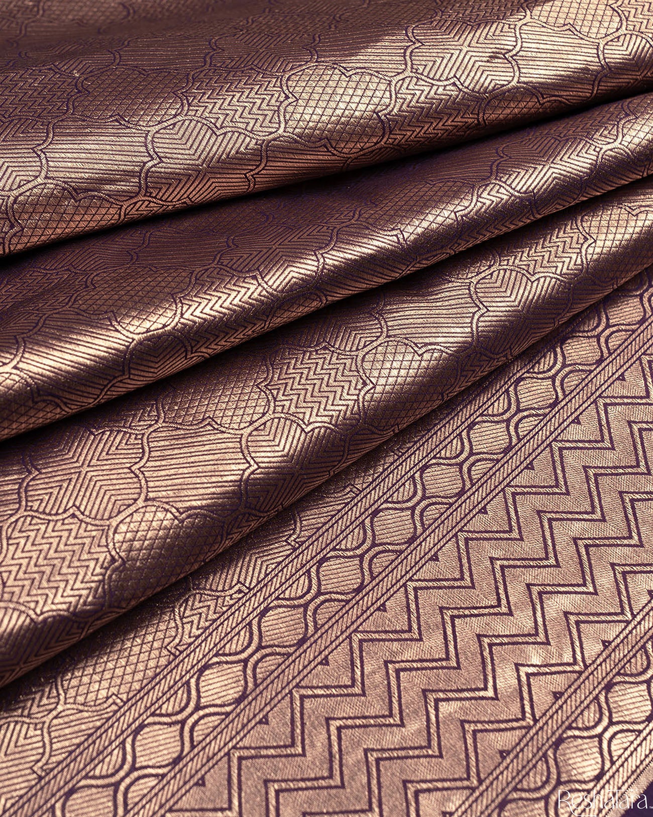 Purple Mulberry Silk Banarasi Handloom Saree