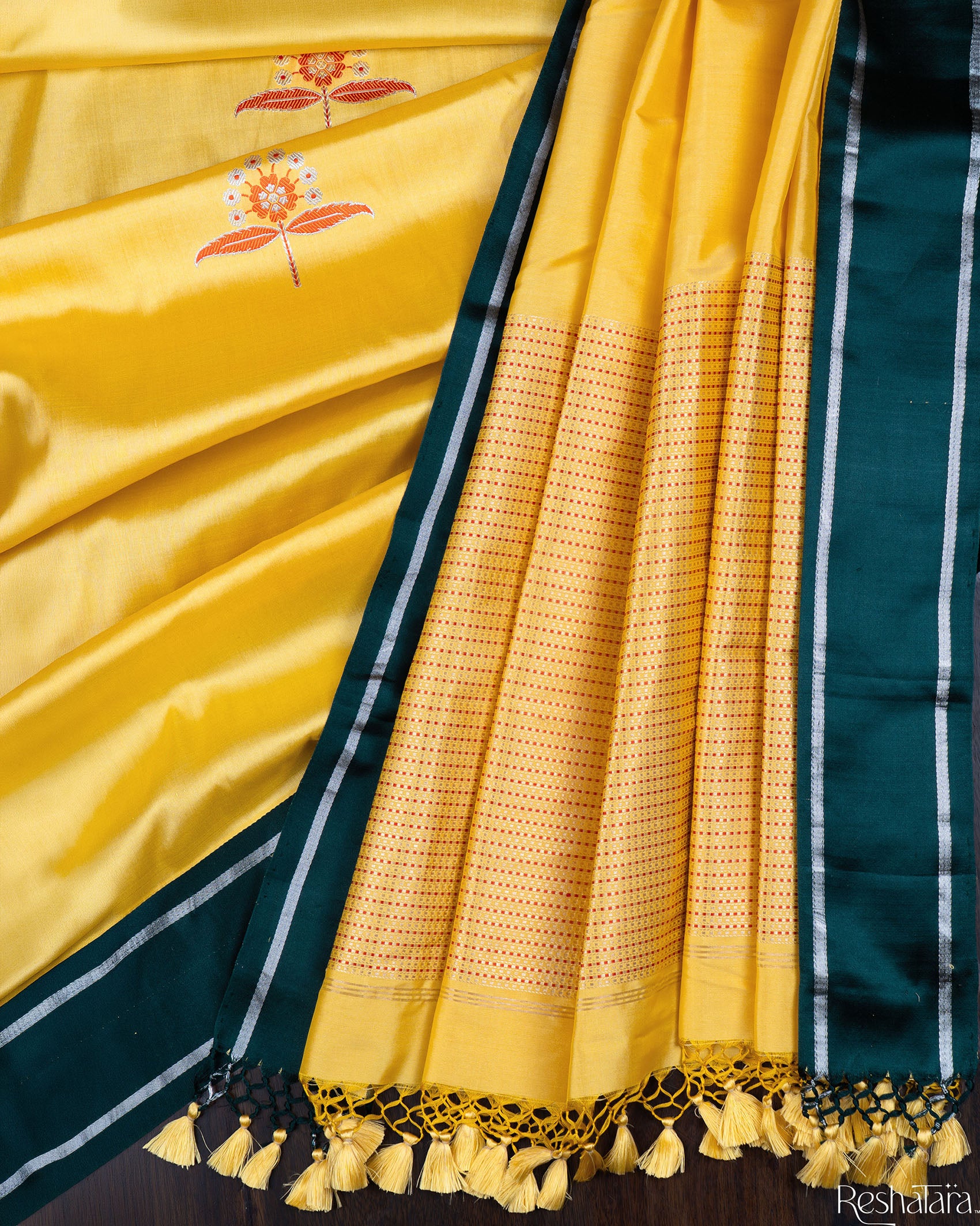 Yellow Meenadar Kadhua Pure Katan silk Banarasi Handloom Saree