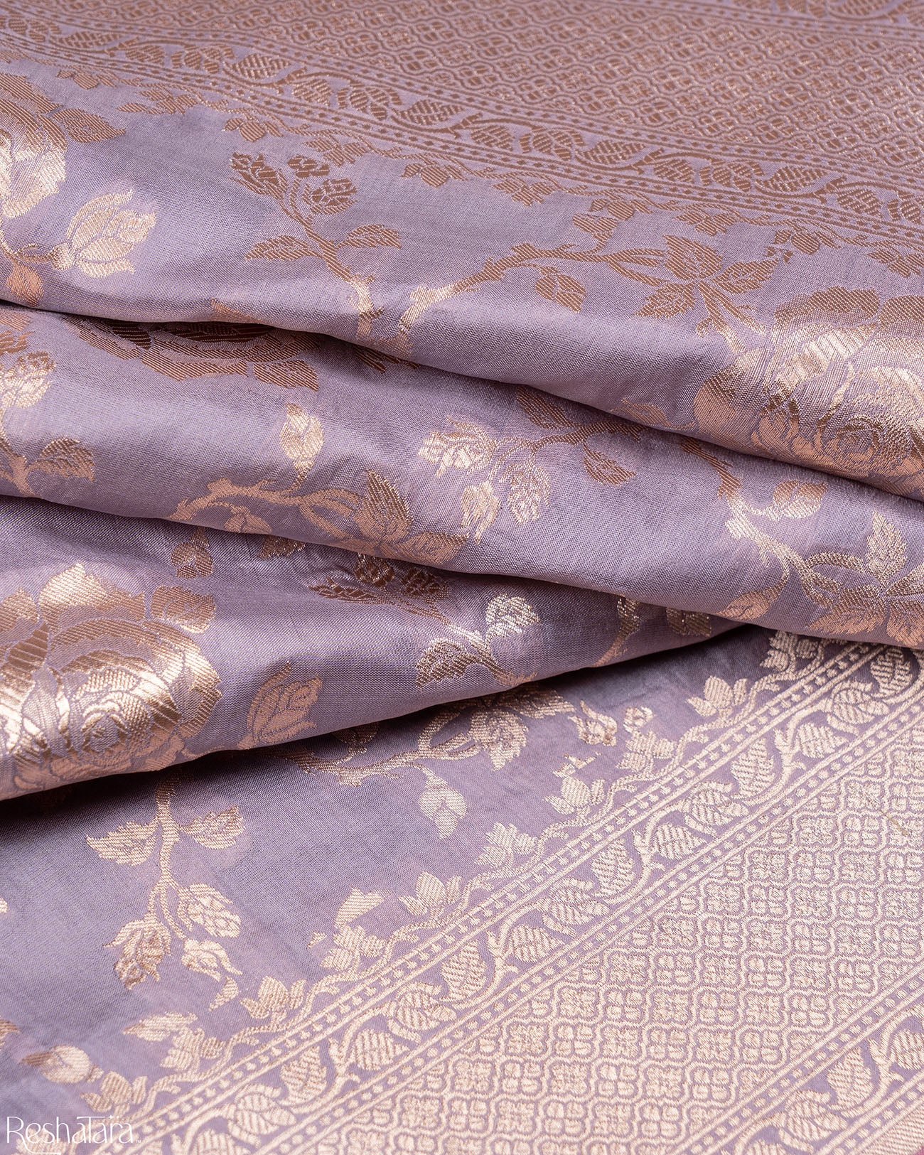 Lavender Pure Katan Silk Banarasi Handloom Saree