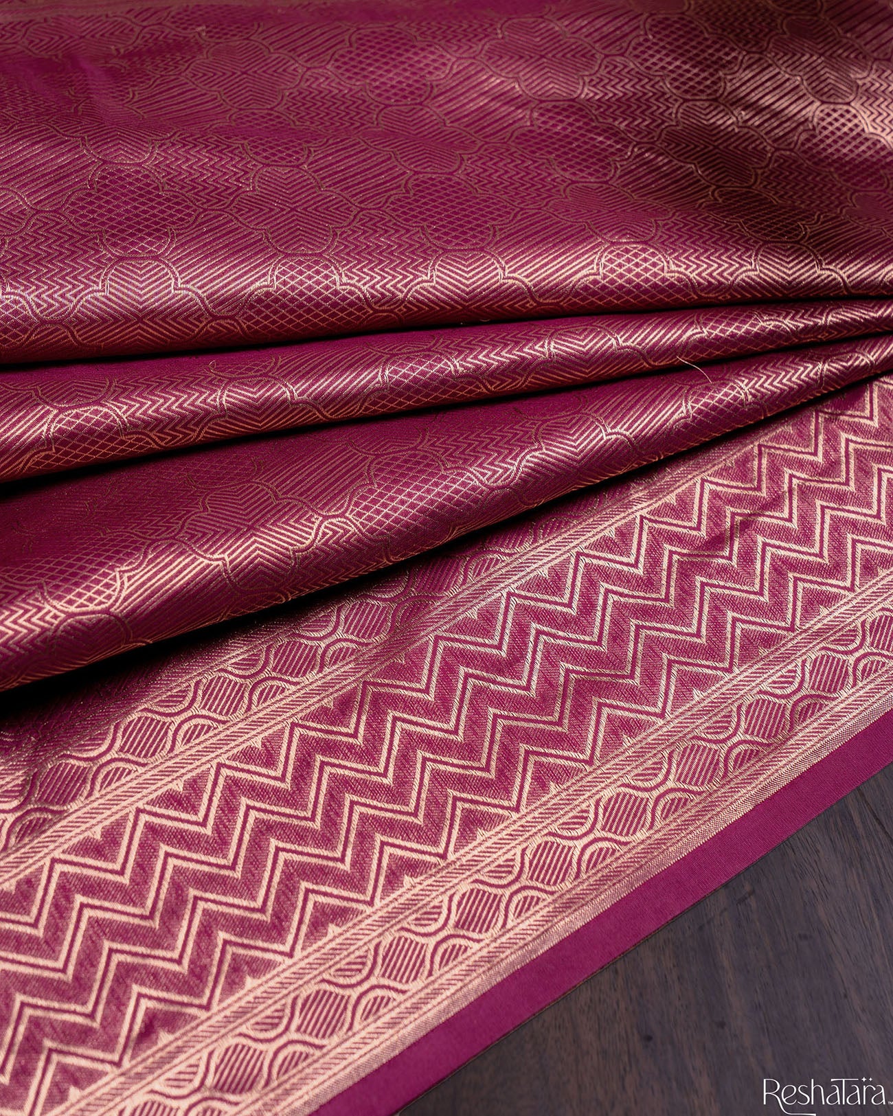 Maroon Mulberry Silk Banarasi Handloom Saree