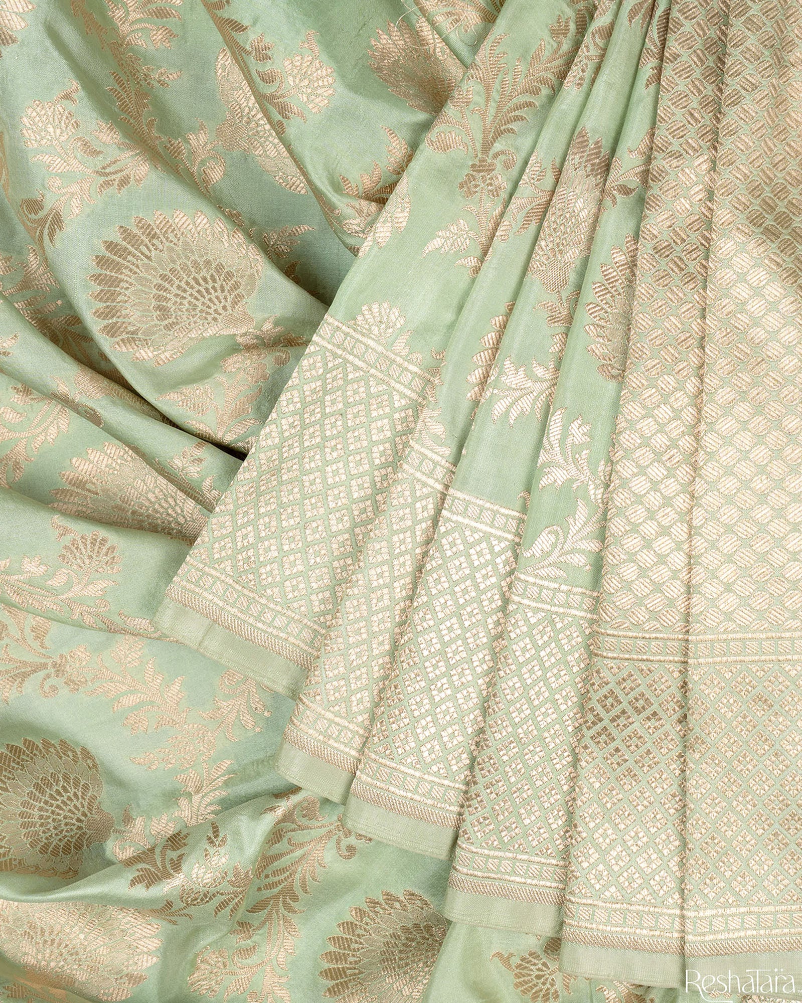 Pista Green Pure Katan Silk Banarasi Handloom Saree