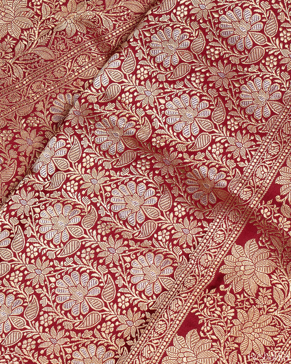 Maroon Kadhua Pure Mulberry Banarasi Silk Handloom Saree