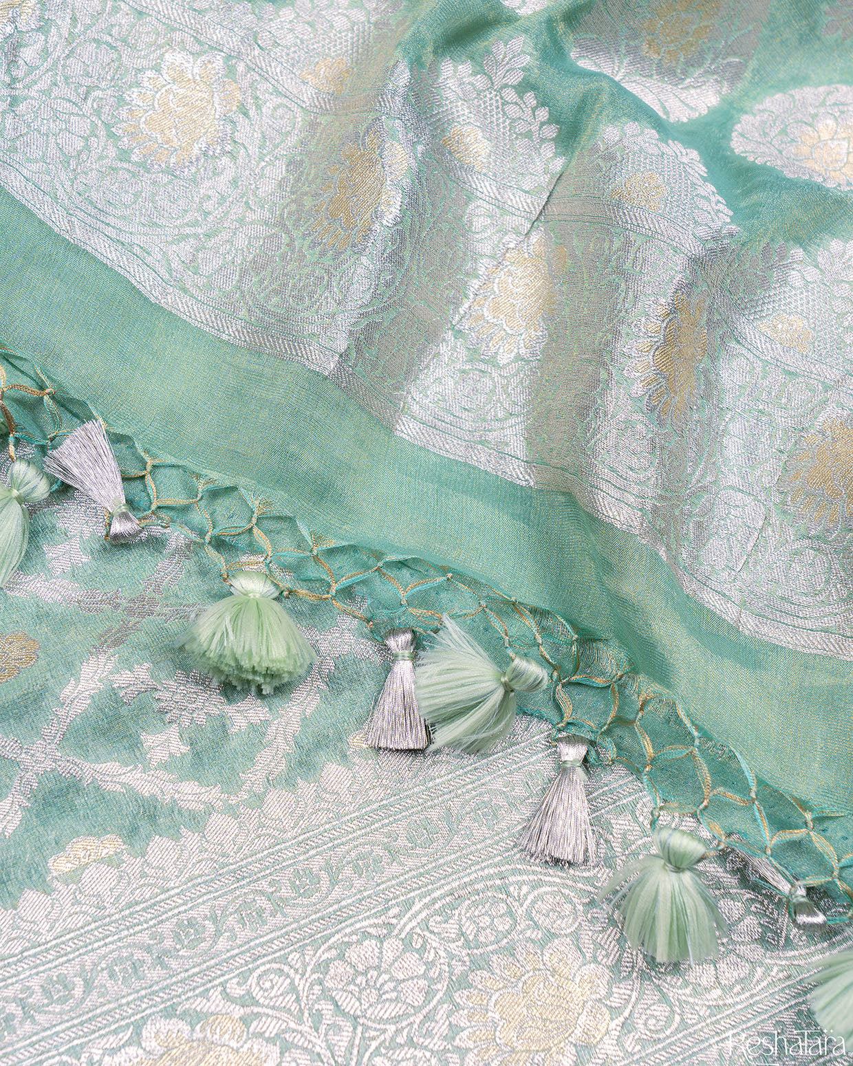 Green Pure  Khaddi Georgette Banarasi Handloom Saree