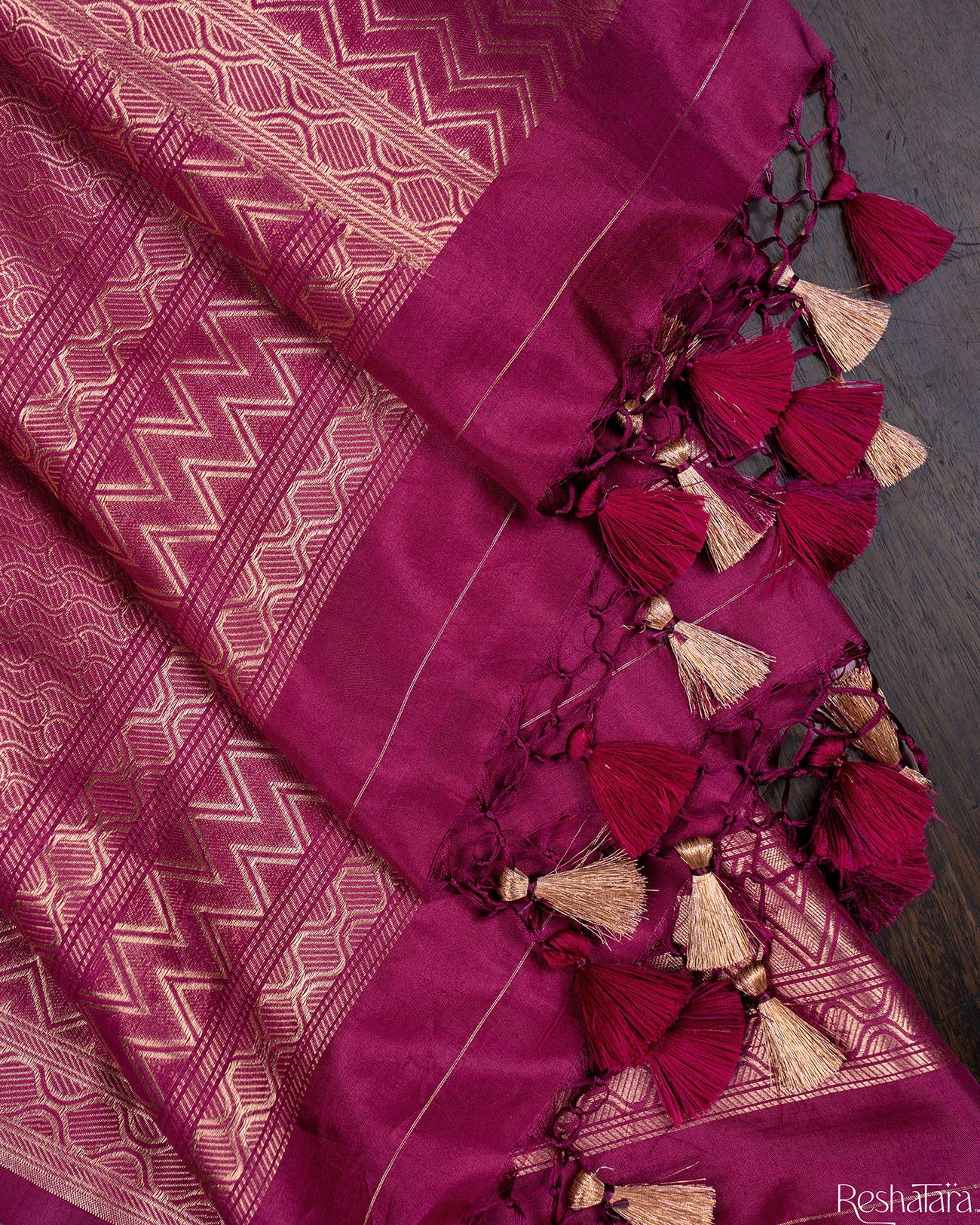 Maroon Mulberry Silk Banarasi Handloom Saree