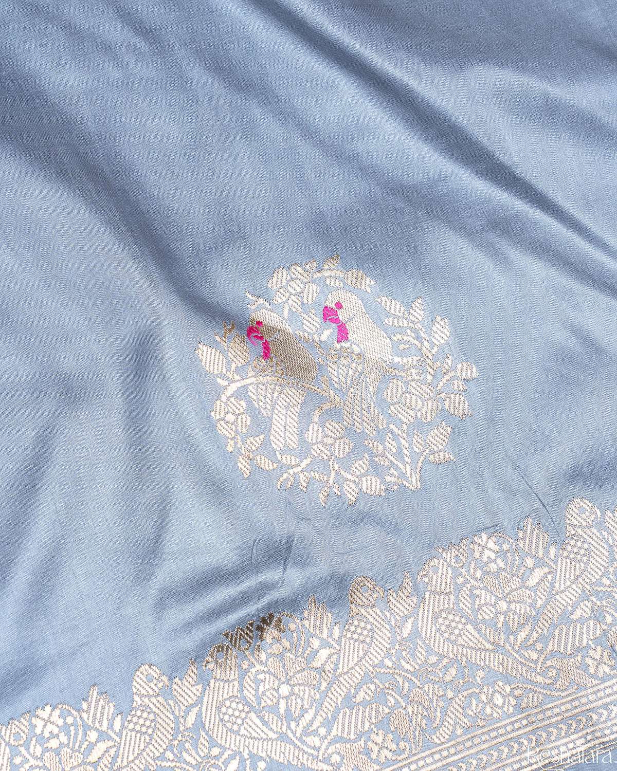 Lavender Grey Meenadar Kadhua Pure Katan Silk Banarasi Handloom Saree